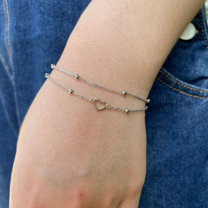 [Elowen Jewels]Dainty Double Layer Love Heart Bracelet