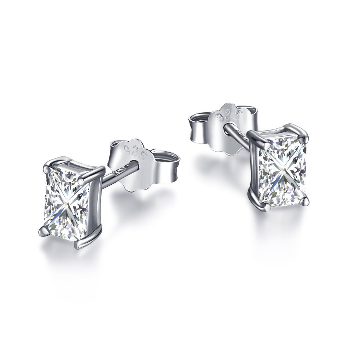 [Elowen Jewels]Stylish Shiny Rectangular Center Stone Stud Earrings