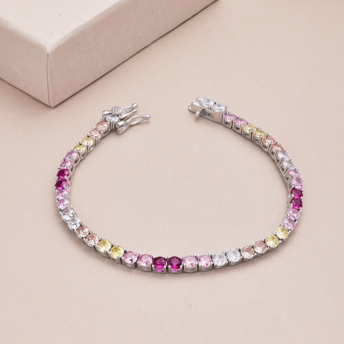 [Elowen Jewels]Radiant Colorful Round Cut Tennis Bracelet