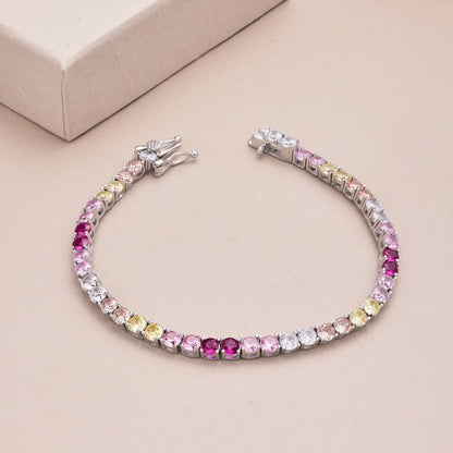 [Elowen Jewels]Radiant Colorful Round Cut Tennis Bracelet
