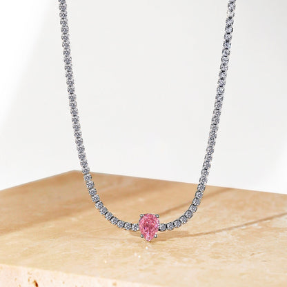 [Elowen Jewels]1.0 carat Unique Pear Cut Tennis Necklace