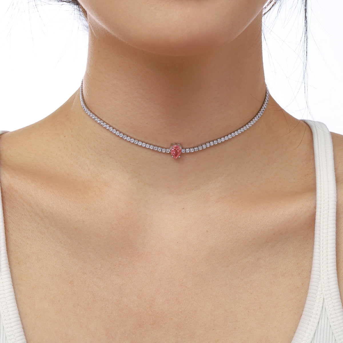 [Elowen Jewels]1.0 carat Unique Pear Cut Tennis Necklace