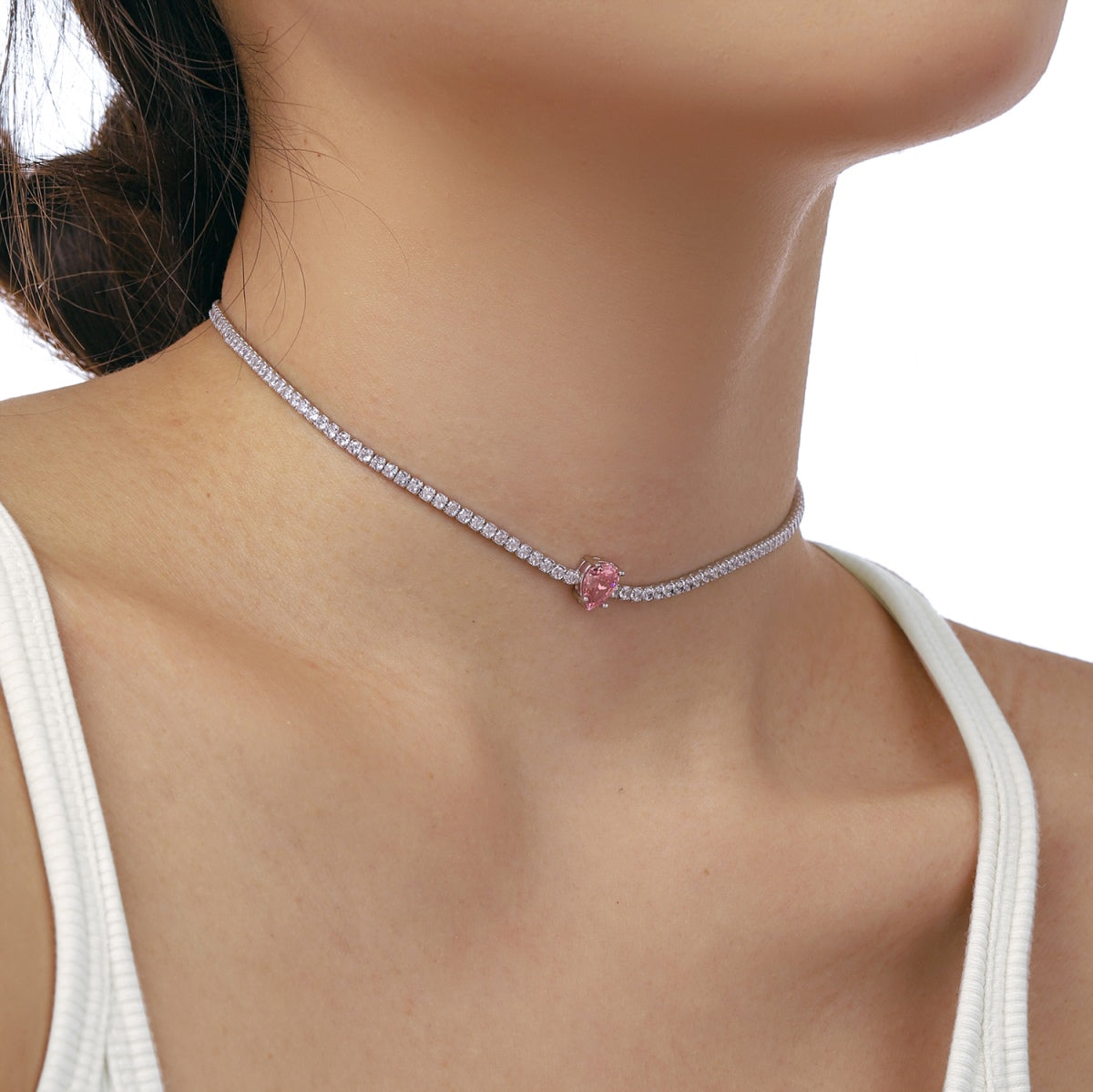 [Elowen Jewels]1.0 carat Unique Pear Cut Tennis Necklace