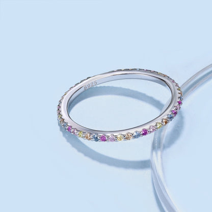 [Elowen Jewels]Ornate Colorful Round Cut Tennis Ring