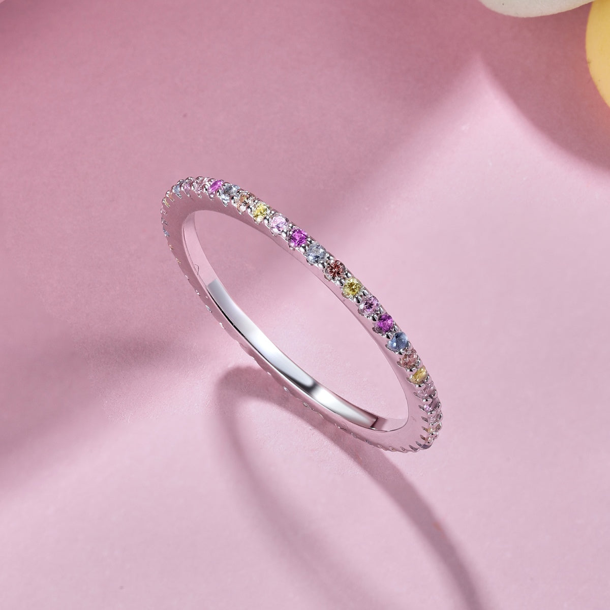 [Elowen Jewels]Ornate Colorful Round Cut Tennis Ring