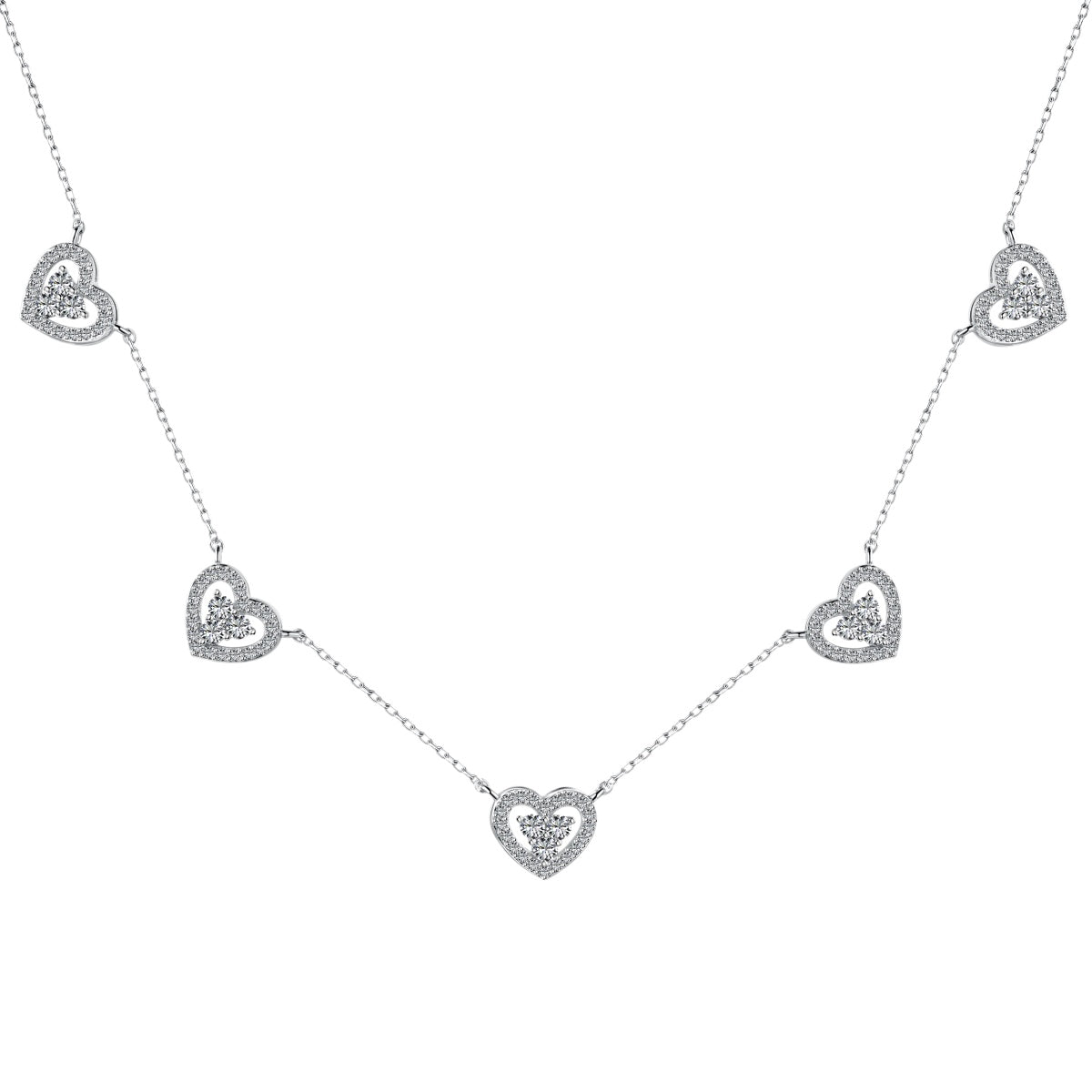 [Elowen Jewels]Sparkling Five Heart Necklace
