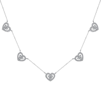 [Elowen Jewels]Sparkling Five Heart Necklace