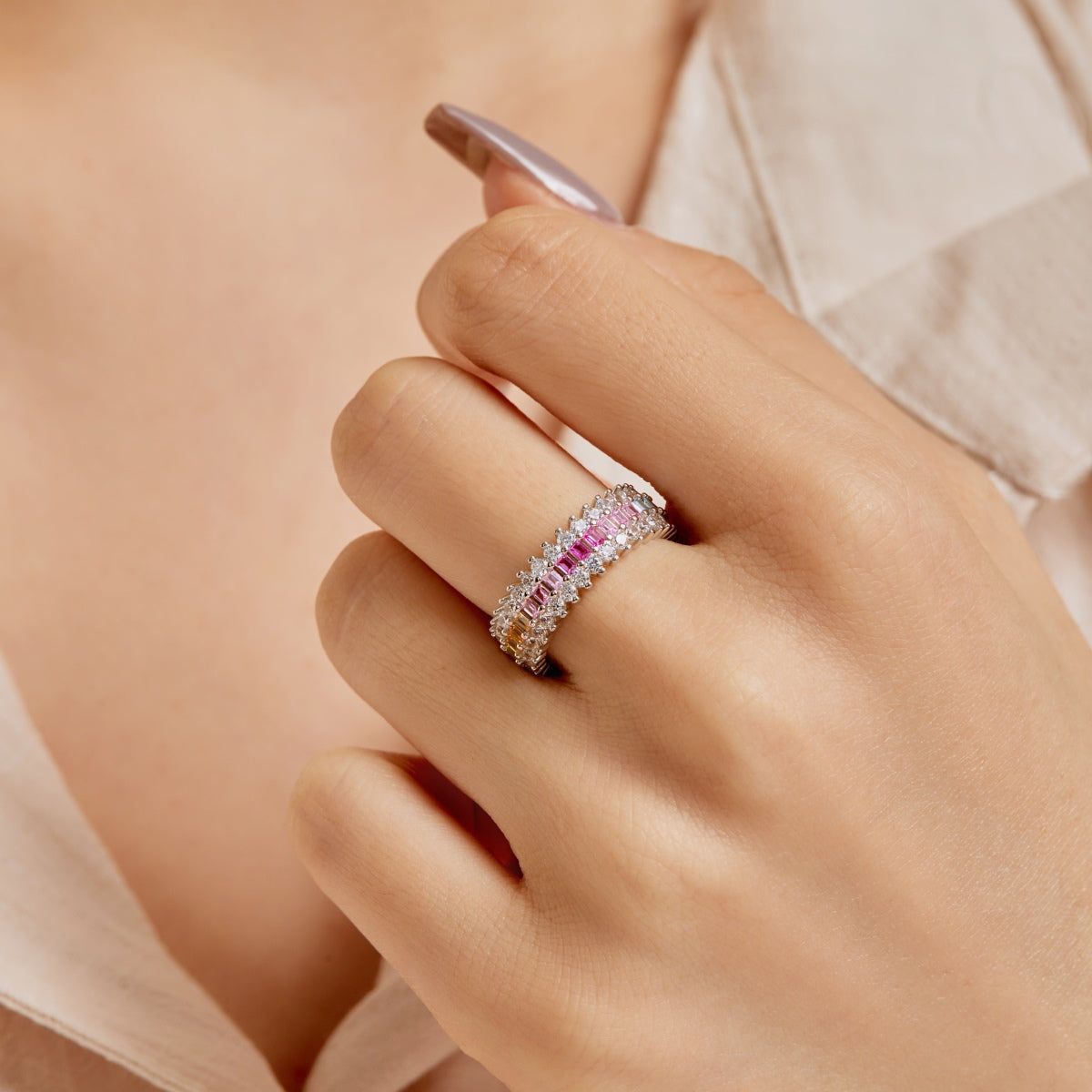 [Elowen Jewels]Ornate Colorful Radiant Cut Daily Ring
