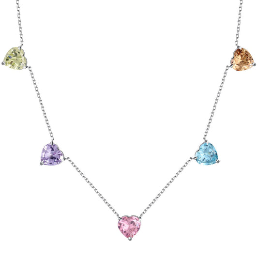 [Elowen Jewels]Sparkling Colorful Heart Cut Necklace