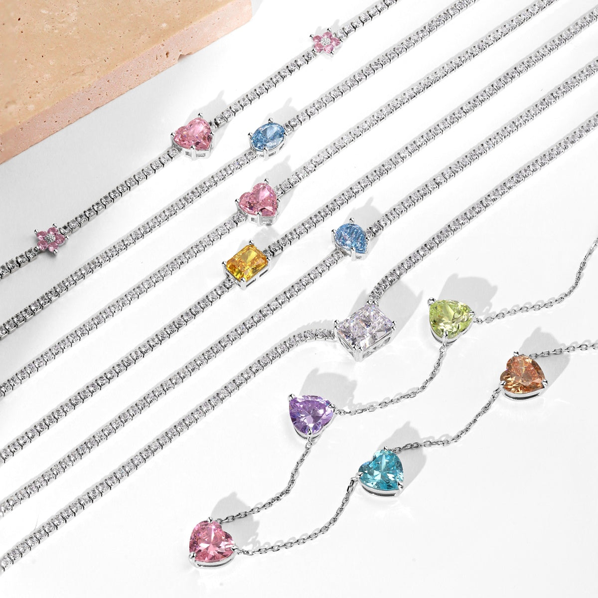 [Elowen Jewels]Dazzling Pink Heart Flower Necklace
