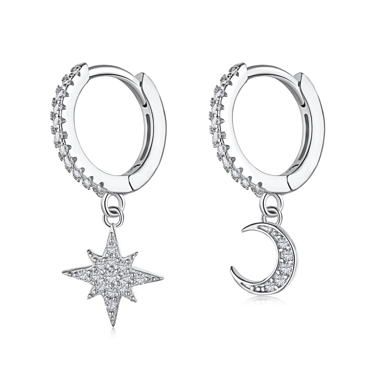 [Elowen Jewels]Star and Moon Asymmetric Earrings