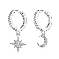 [Elowen Jewel]Star and Moon Asymmetric Earrings