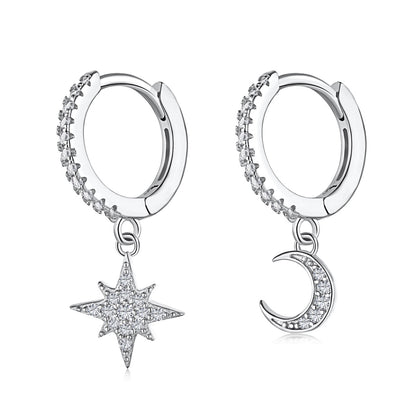 [Elowen Jewels]Star and Moon Asymmetric Earrings
