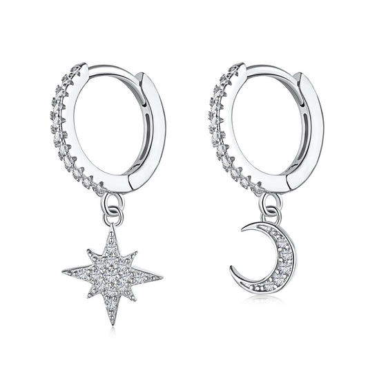 [Elowen Jewels]Star and Moon Asymmetric Earrings