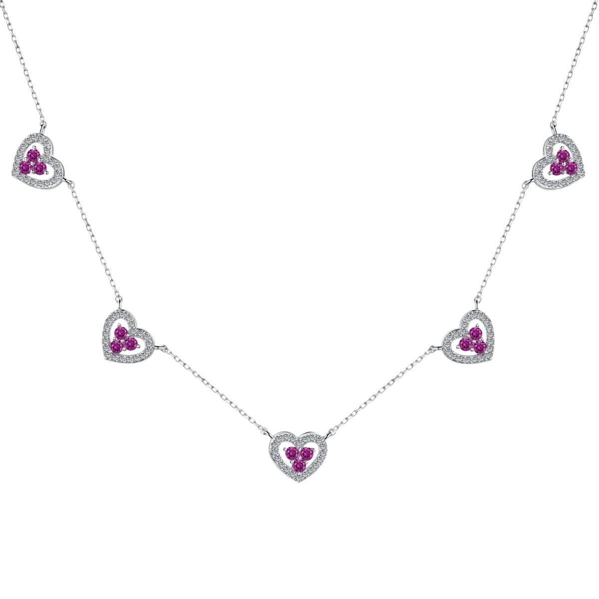 [Elowen Jewels]Sparkling Five Heart Necklace