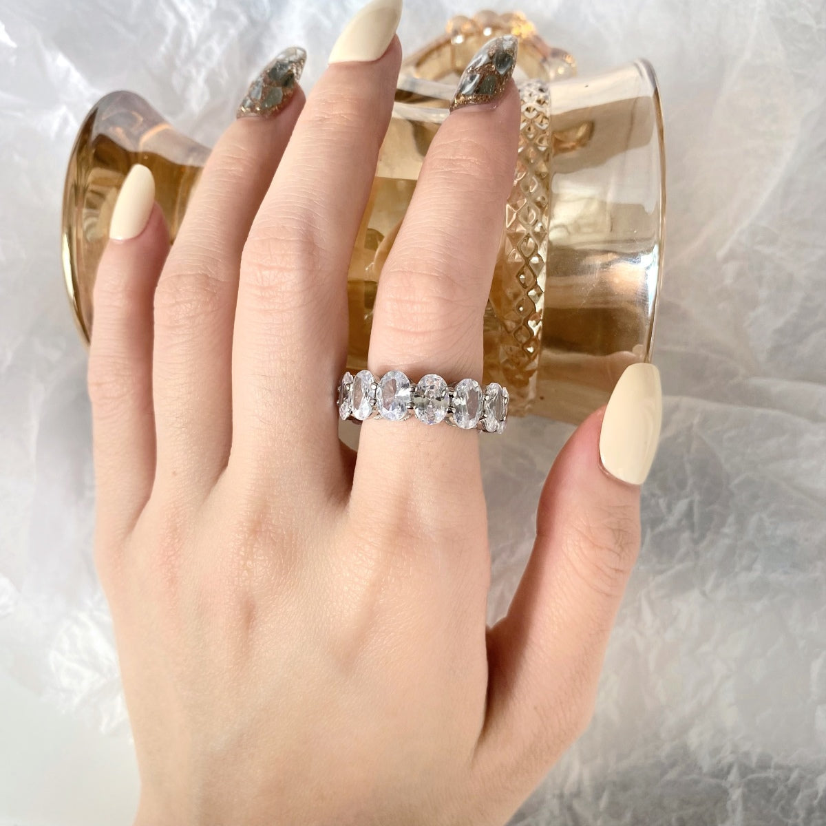 [Elowen Jewels]Dainty Elongated Cushion Cut Tennis Ring
