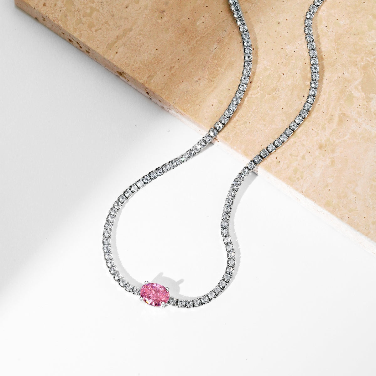 [Elowen Jewels]1.0 Carat Shining Oval Cut Necklace