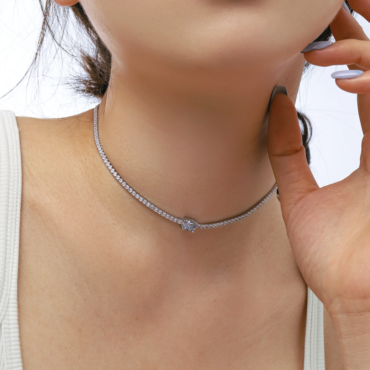 [Elowen Jewels]1.0 Carat Shining Oval Cut Necklace