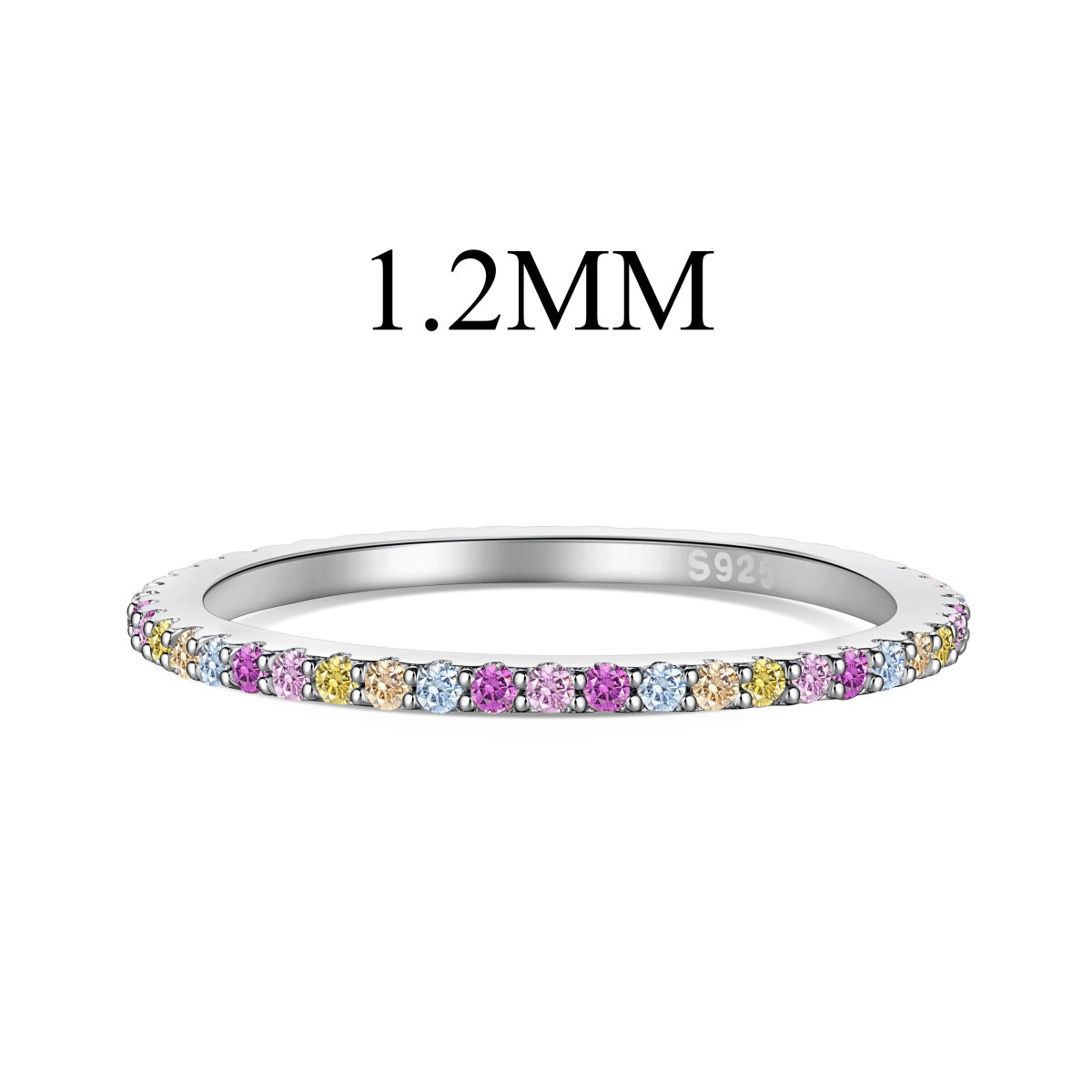 [Elowen Jewels]Ornate Colorful Round Cut Tennis Ring