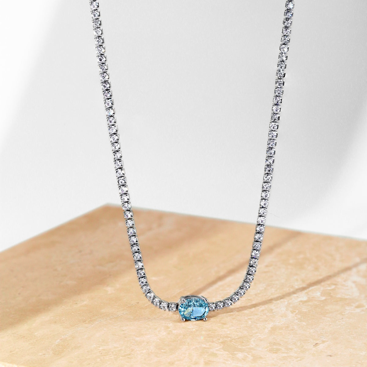 [Elowen Jewels]1.0 Carat Shining Oval Cut Necklace