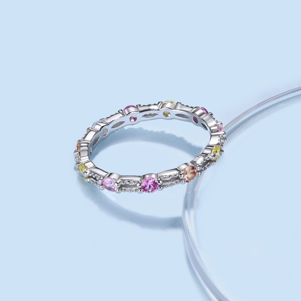 [Elowen Jewels]Sparkling Colorful Round Cut Tennis Ring