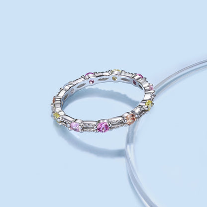 [Elowen Jewels]Sparkling Colorful Round Cut Tennis Ring
