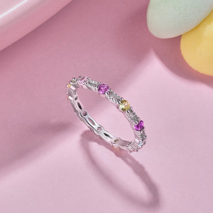 [Elowen Jewels]Sparkling Colorful Round Cut Tennis Ring