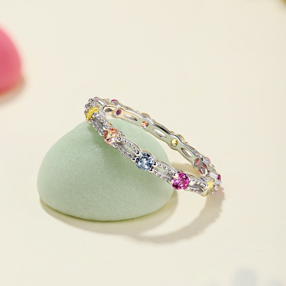 [Elowen Jewels]Sparkling Colorful Round Cut Tennis Ring