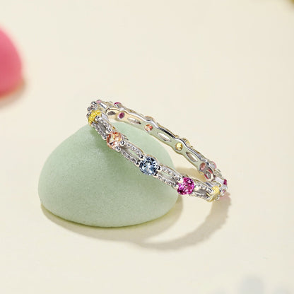 [Elowen Jewels]Sparkling Colorful Round Cut Tennis Ring