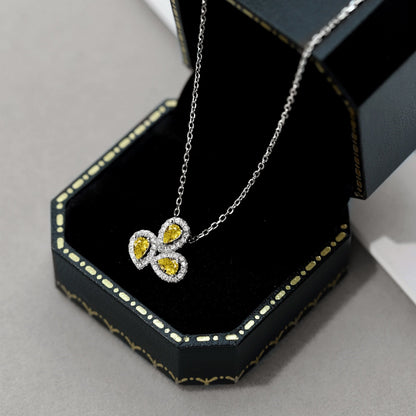 [Elowen Jewels]Elegant Flower Shape Pear Cut Necklace