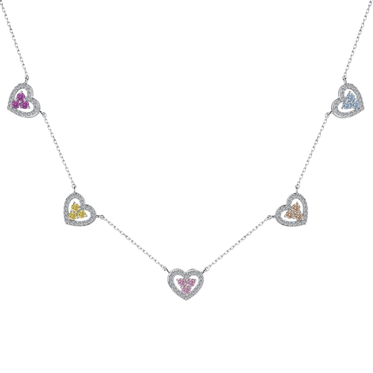 [Elowen Jewels]Sparkling Five Heart Necklace
