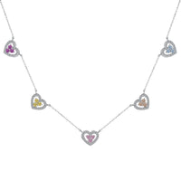 [Elowen Jewel]Sparkling Five Heart Necklace