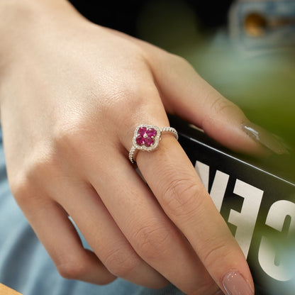 [Elowen Jewels]Four Leaf Clover Flower Design Ring
