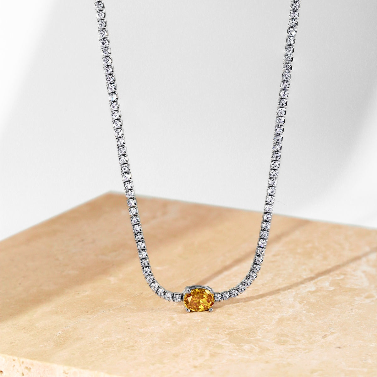 [Elowen Jewels]1.0 Carat Shining Oval Cut Necklace