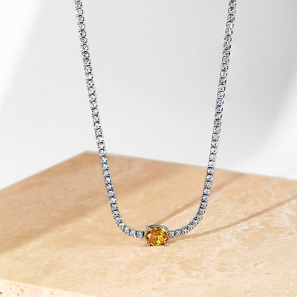 [Elowen Jewels]1.0 Carat Shining Oval Cut Necklace