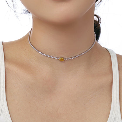 [Elowen Jewels]1.0 Carat Shining Oval Cut Necklace