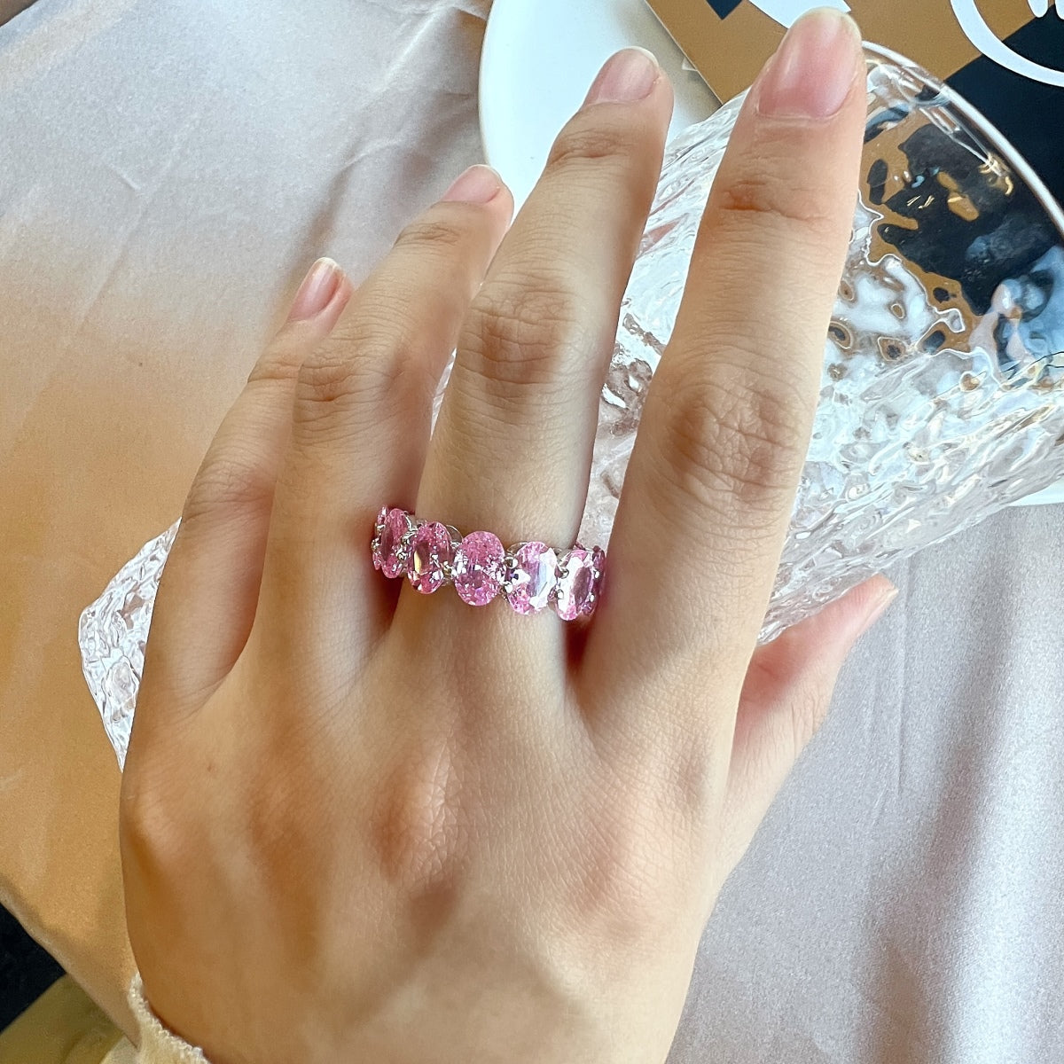 [Elowen Jewels]Dainty Elongated Cushion Cut Tennis Ring
