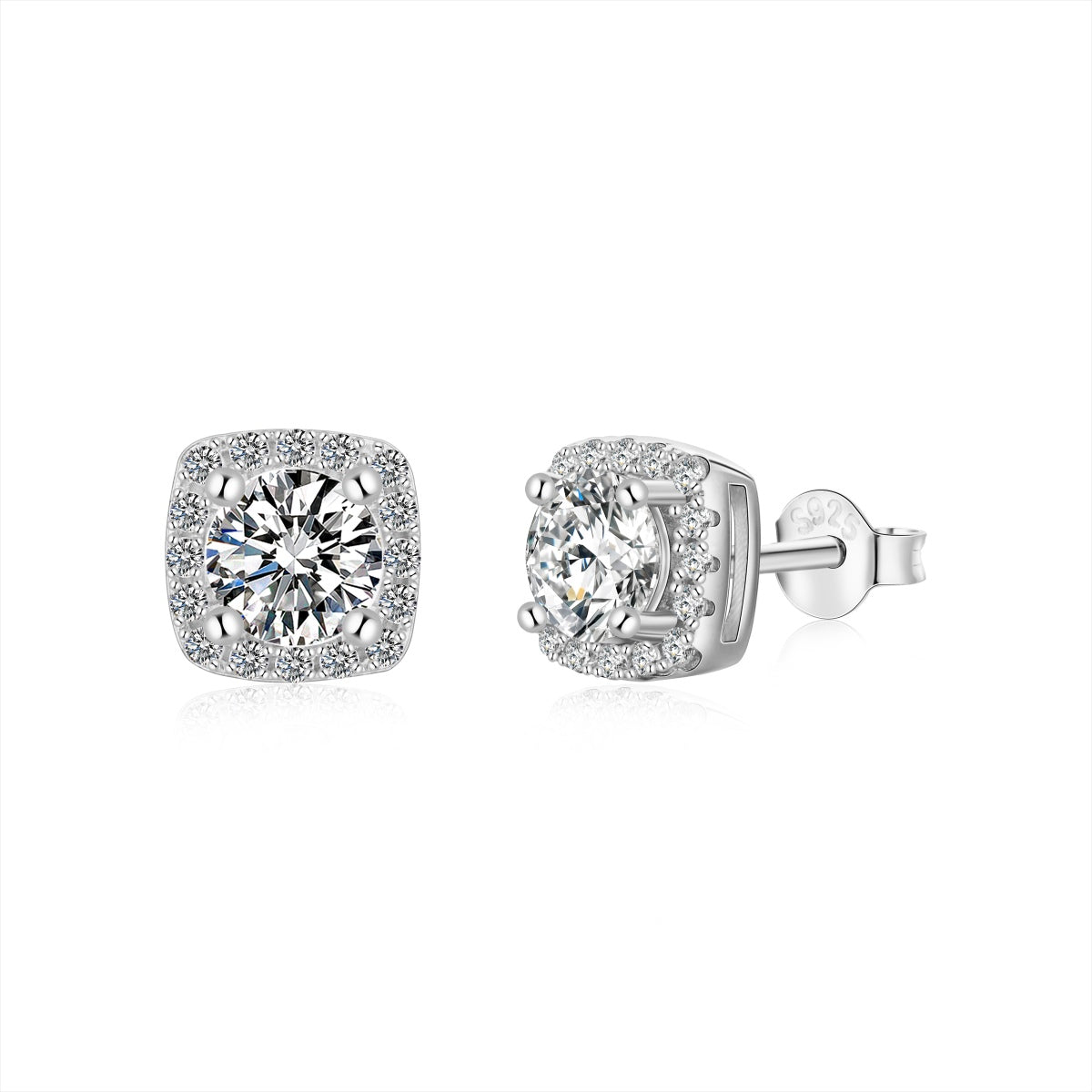 [Elowen Jewels]Classic Round Center Stone Stud Earrings
