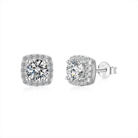 [Elowen Jewel]Classic Round Center Stone Stud Earrings