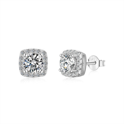 [Elowen Jewels]Classic Round Center Stone Stud Earrings
