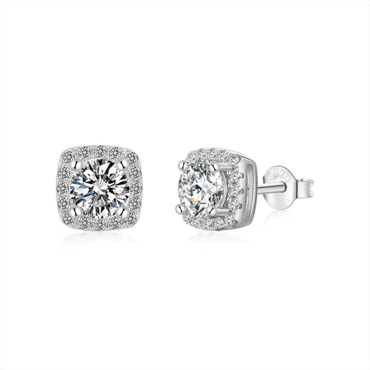 [Elowen Jewels]Classic Round Center Stone Stud Earrings