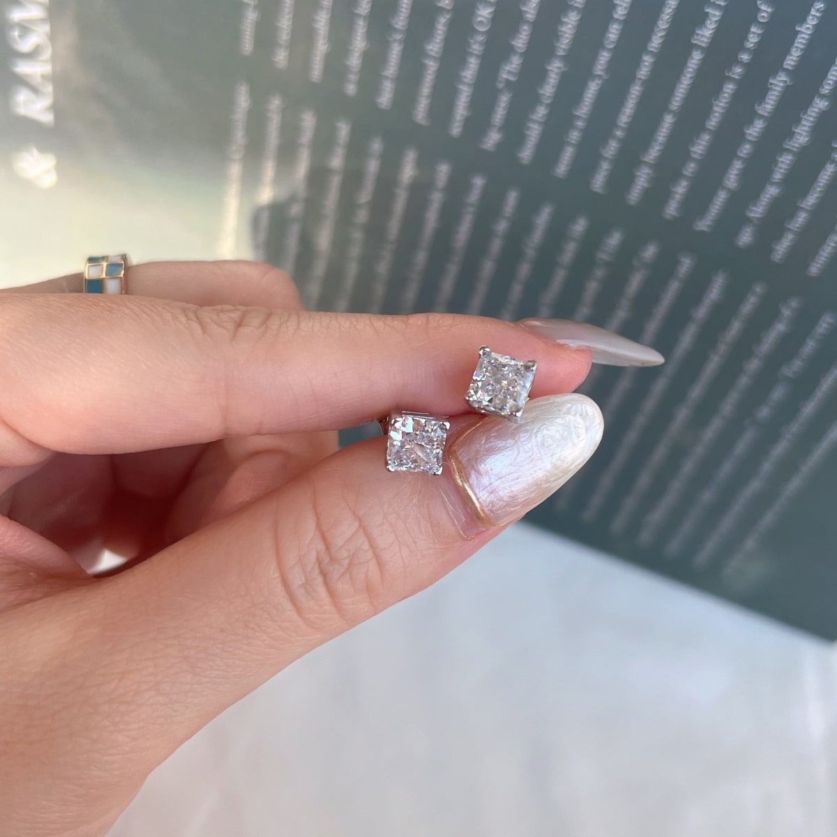 [Elowen Jewels]1.0 Carat Radiant Princess Cut Wedding Earrings