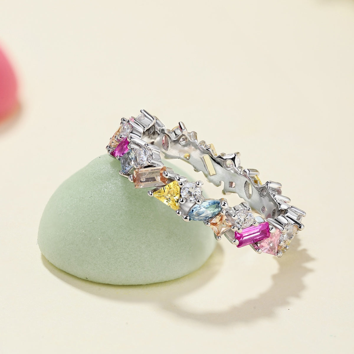 [Elowen Jewels]Dazzling Polychromatic Multi cut Daily Ring
