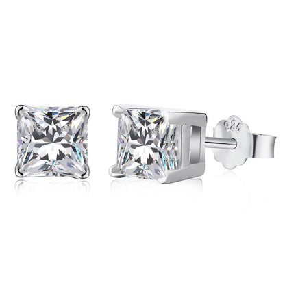 [Elowen Jewels]1.0 Carat Radiant Princess Cut Wedding Earrings