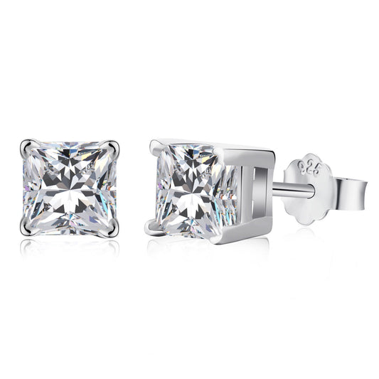 [Elowen Jewels]1.0 Carat Radiant Princess Cut Wedding Earrings