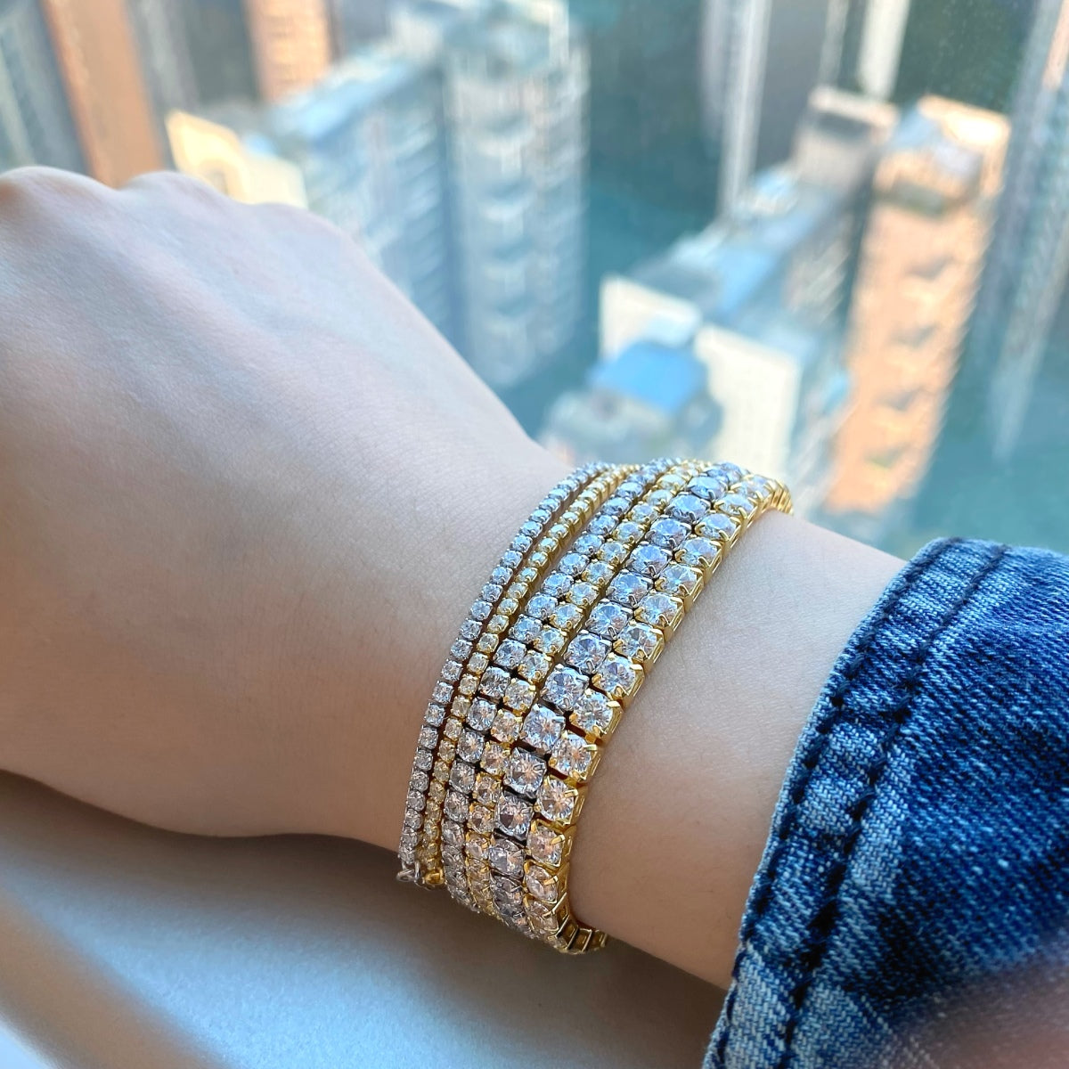 [Elowen Jewels]Sparkling Radiant Princess Cut Tennis Bracelet