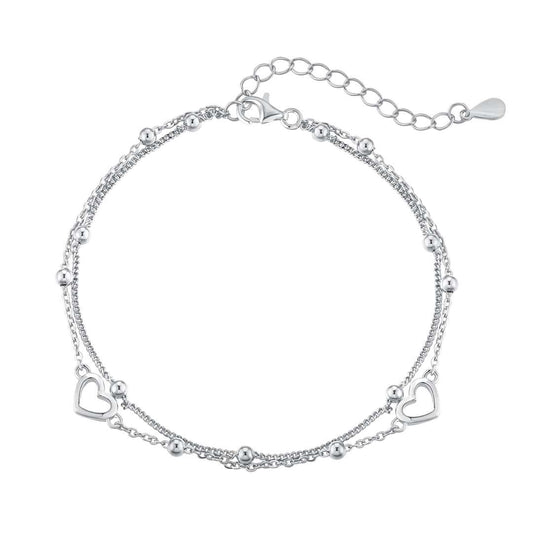 [Elowen Jewels]Dainty Double Layer Love Heart Bracelet