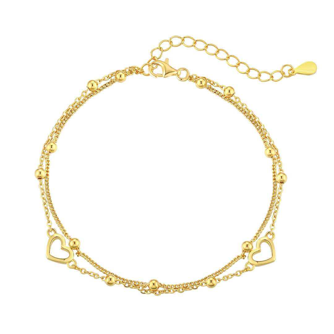 [Elowen Jewels]Dainty Double Layer Love Heart Bracelet