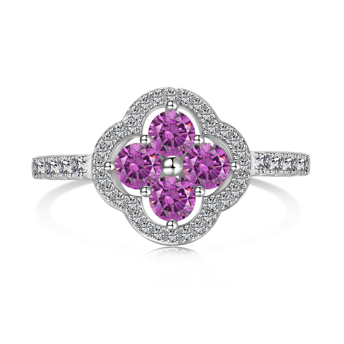 [Elowen Jewels]Four Leaf Clover Flower Design Ring