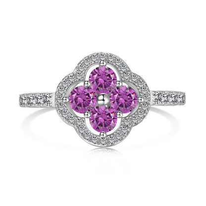 [Elowen Jewels]Four Leaf Clover Flower Design Ring